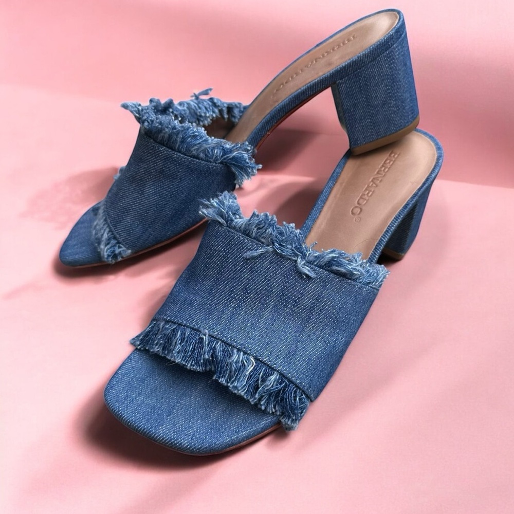 ✨ Vintage Y2K Bernardo Frayed Denim Slide Sandals | Size 6.5